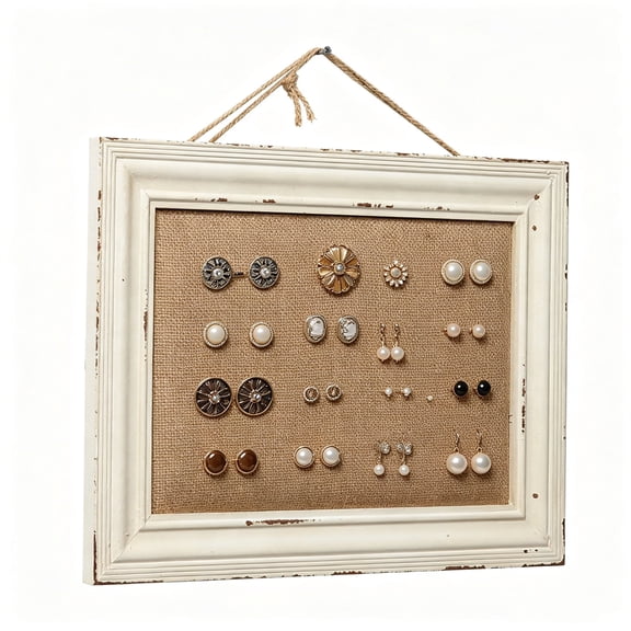 SOFE White Linen Bulletin Board 16"x12" - Rustic Small Fabric Bulletin Board for Wall, Farmhouse Pin Board for Home Office & School