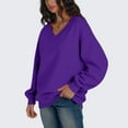 thumbnail image 5 of Resicozy Oversized V Neck Sweatshirt Women Casual Pullover Sweaters Cute Long Sleeve Plain Sweat Shirts Y2k Tops Purple M, 5 of 6