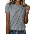 thumbnail image 6 of ByworldtasicNo Boundaries Women's Short Sleeve Tops Soft Comfortable Crewneck T-Shirts with Unique Diagonal Stitching Blouse, 6 of 6