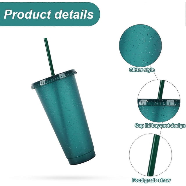 Reusable Plastic Cups 5 Pack Drinkware Glasses Colorful Acrylic Cups Glasses with Lids and Straws Plastic Bulk Iced Plastic Cold Water Glasses