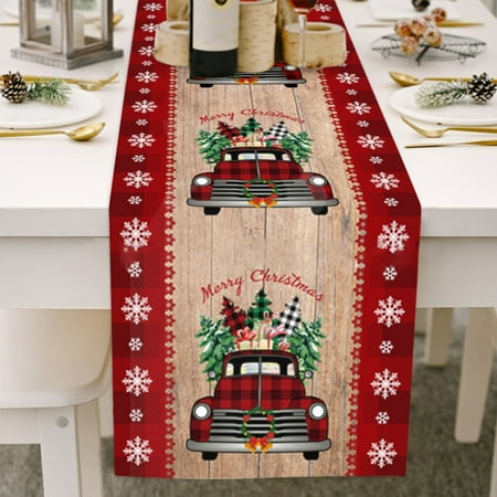 

DTOWER Christmas Gnome Table Runner Dwarf Striped Cotton and Linen Tablecloth Christmas Decoration for Dining Table and Coffee Table