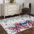 thumbnail image 4 of Independence Day Washable Area Rug 2.7 x 5 ft Farmhouse Red Blue Star Butterfly Leaf Flower Wood Grain, Soft Non Slip Rugs Stain Proof Indoor Felt Carpet for Living Dining Room Bedroom Home Office, 4 of 9