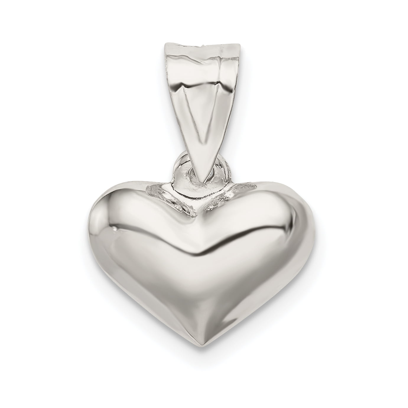 .925 Sterling Silver Puffed Heart Charm Pendant