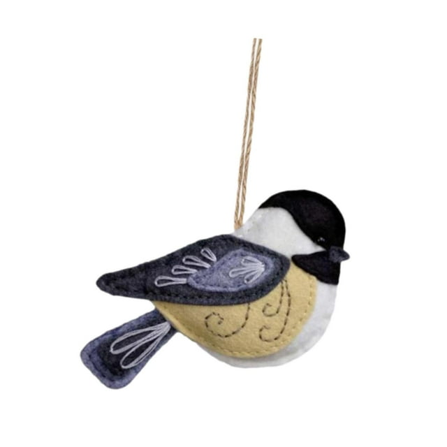 Adorno de pájaro de fieltro para colgar, decoración del hogar, decoración de festivales, colgante Negro