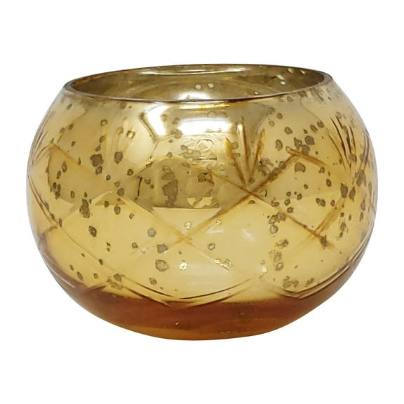 Gold & Silver Speckled Glass Antique Finish with etched design Tealight Votive Candle Holder Gift Evening Wedding Parties Home Decor Table Decoration by MystiqueDecors - Single Piece