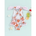 thumbnail image 3 of Bagilaanoe Toddler Baby Girl One-Piece Swimsuit Floral Print Sleeveless Rompers Swimwear 18M 24M 3T 4T 5T 6T Kids Ruffle Bathing Suit, 3 of 8