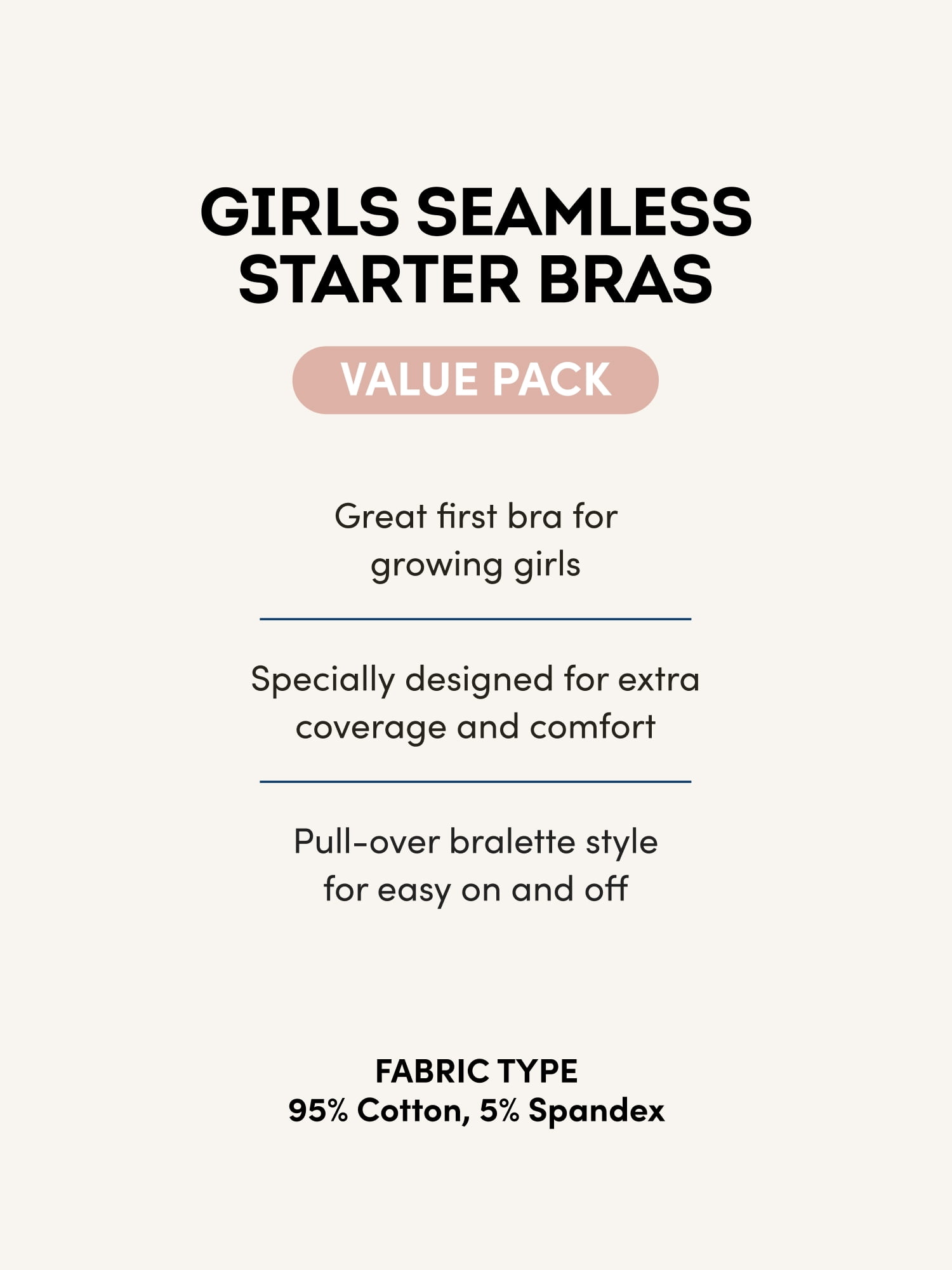 Fruit of the Loom Girls Sports Bra with Removable Pads, 2-Pack, Sizes (28-38)