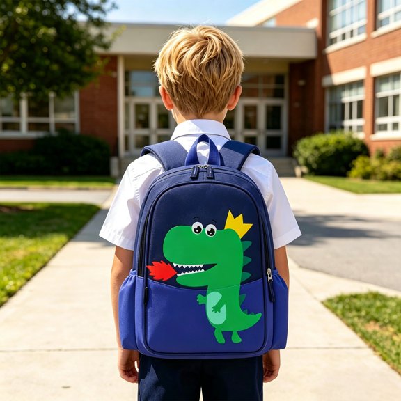 CUZIBR Kids Boys Cartoon Dinosaur Backpack Toddler Animal Lightweight Mesh Side Water Bottle Pockets Preschool Daypack Cute Toddler Back To School Everyday Use