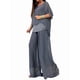 thumbnail image 2 of Conjunto de 2 Piezas para Mujer, Top Brillante, Pantalones Anchos, Traje Informal de Cuello Redondo con Lentejuelas. Gris XL, 2 of 8