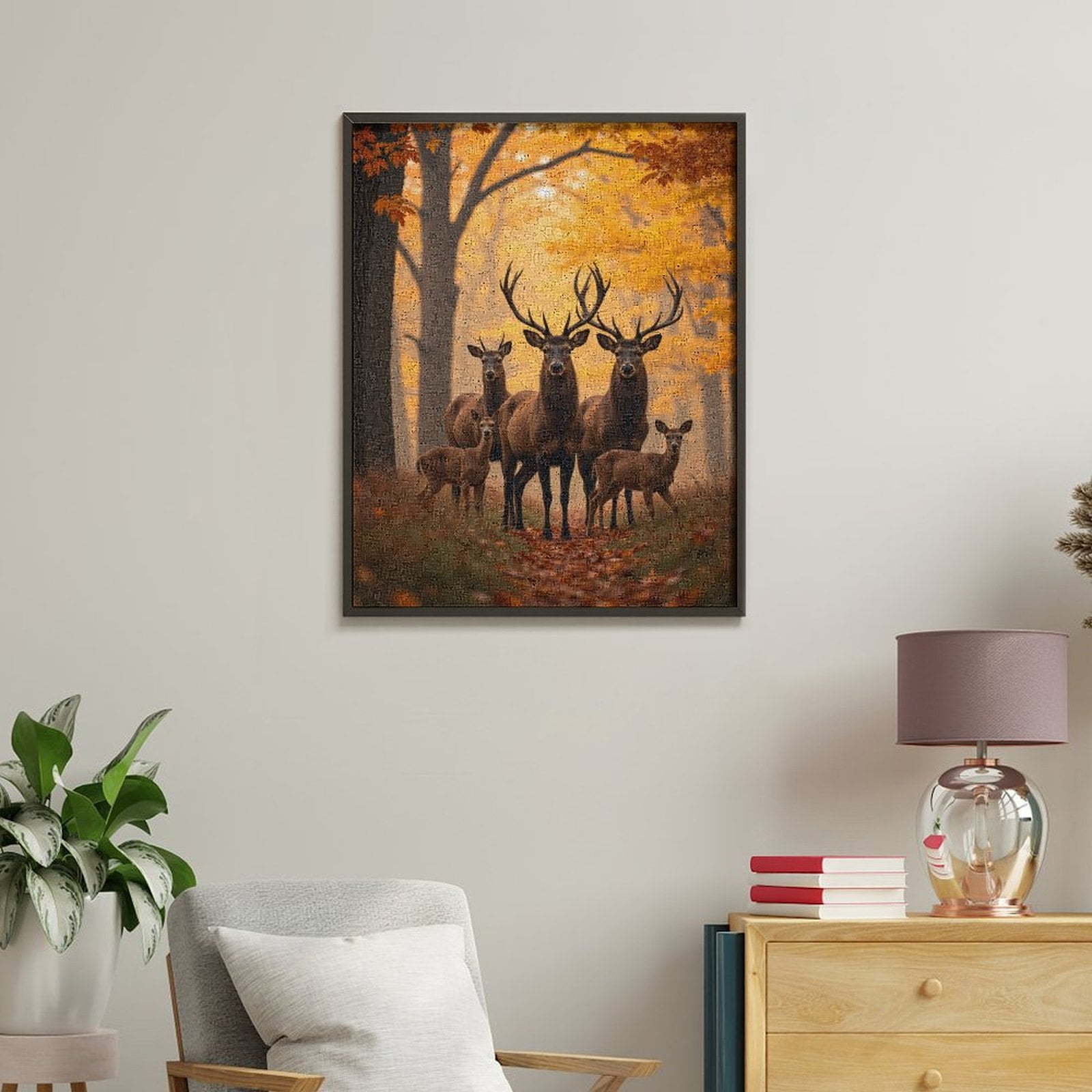 Paint by Numbers Kit for Adults, Autumn Forest Deer Family Scene Paint by Numbers, Easy Paint by Numbers Kit for Adults Beginner, DIY Adult Paint by Number Kits on Canvas, Home Decor 12x16in