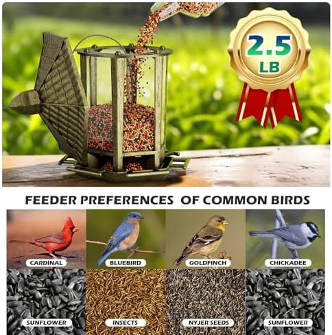 2 Pack Bird Feeders for Outdoor, Retro Pagoda Design Fun Installation Bird Feeder, Attracting Wild Birds Chickadees Goldfinches Cardinals Finches and Sparrows - Retro Gold
