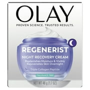 Olay Regenerist Night Recovery Cream with Triple Collagen Peptide, Wrinkle Reducer, Non-Greasy, Fragrance-Free, Hydrating Face Moisturizer for Women, 1.7 oz