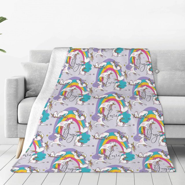 Balery Unicorn DoingYoga Manta de Felpa Suave y Acogedora – Cobija de Franela Aterciopelada para Cama, Lavable y Cálida para Sofá, Mascotas, Transpirable-60"x50"