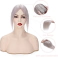 thumbnail image 3 of MY-LADY 100% Remy Human Hair Women Topper Hair Toppers Silk Base Hair Pieces Clip In Hair Topper with 3D Air Bangs 17 Colors 16inch #GREY, 3 of 8