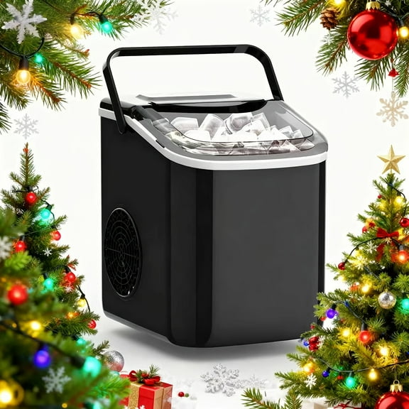 26Lbs Heavy-Duty Nugget/Bullet Ice Maker Machine - Portable Soft Chewable Ice Machine with Basket, Scoop & Auto-Cleaning for Home Kitchen Camping RV Party