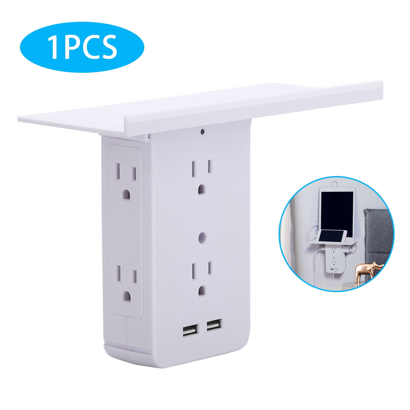 2/1Pcs Socket Shelf 8 Outlet Surge Protector, EEEkit Wall Socket Shelf