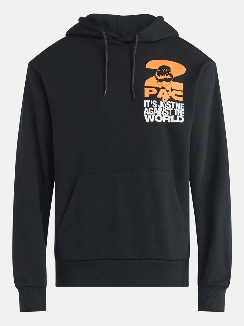2Pac Men's and Big Men's Front Back Graphic Hoodie with Long