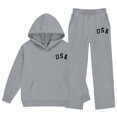 thumbnail image 3 of sususu Girls Letter Hoodie And Pants Set Casual For Everyday Wear, 3 of 6
