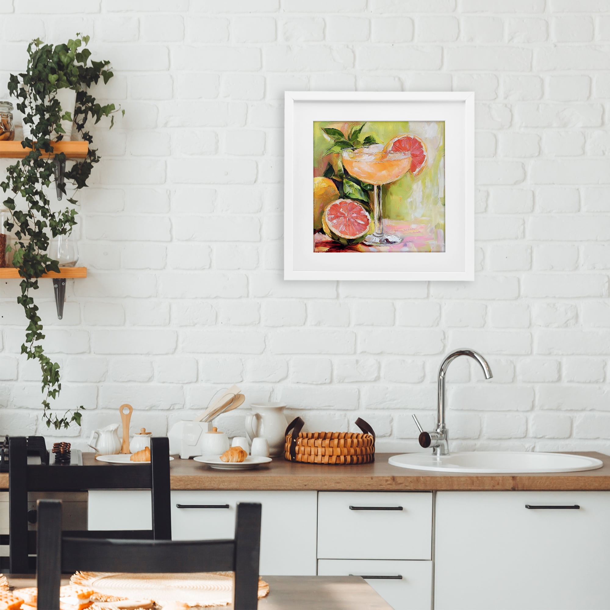 Stupell Industries Grapefruit Summer Cocktail White Framed Print Under Glass, design by Riley B