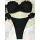 thumbnail image 5 of E8BF-traje de baño con falda para mujer, bañador Sexy de Color negro, conjunto de correa delicada, ropa de playa informal y fina, 5 of 5