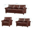 thumbnail image 3 of 3 Pieces Classic Faux Leather Sofa, 6 Seaters Upholstered Couch Set with Nailhead Trim and Removable Cushions for Living Room Office Apartment, 3 of 9
