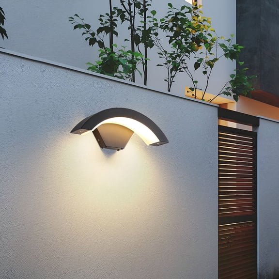 HIBIBUD Waterproof Outdoor Wall Light with Motion Sensor, Dusk-To-Dawn, for Porch/Garden/Pathway, Modern Black/White Design