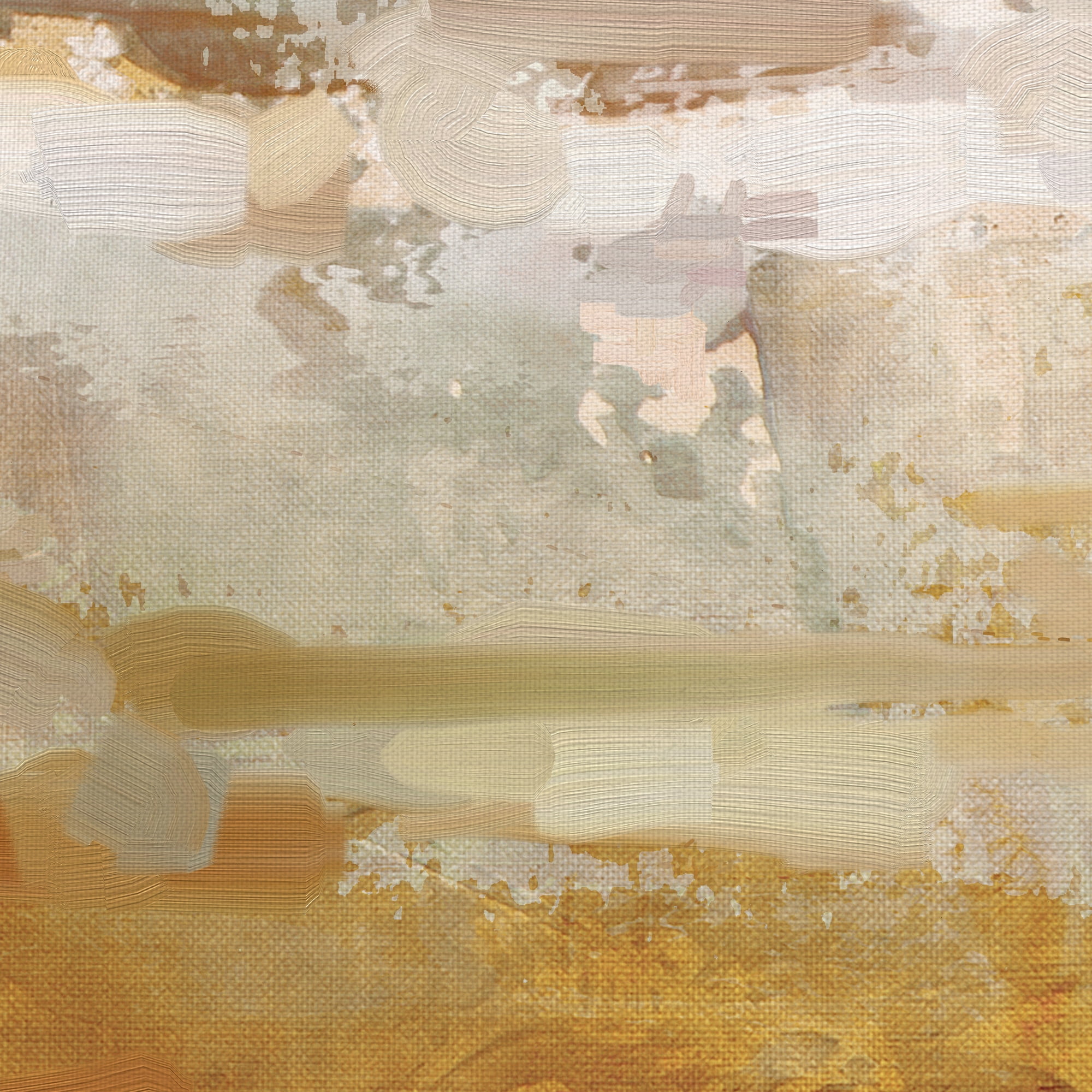 Masterpiece Art Gallery Amber Skies Orange Abstract by Studio Arts Canvas Art Print 35" x 35"