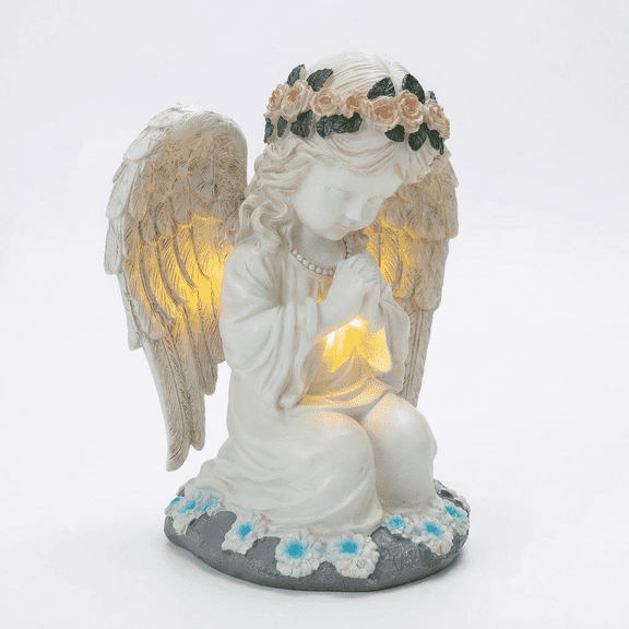 LUMIARTISAN Angel Garden Statue Solar Powered with LED Lights - UV Resistant - White