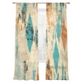thumbnail image 7 of Orange Teal Red Sheer Curtains 84 Inch Length 2 Panels Set, Boho Modern Abstract Splashing Art Voile Window Treatment Rod Pocket Curtains Sheers Drapes for Bedroom/Living Room/Kitchen 52"x84"x2, 7 of 7