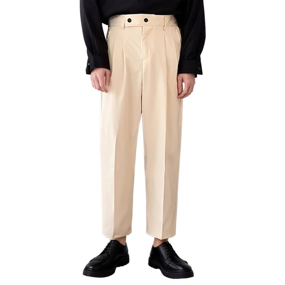 Gyexs Chino Pants for Men Classic Fit Dress Business Work Casual Travel Slacks Comfortable Lightweight Cargo Work Hiking Pants Men's Fashion Beige, Szie L