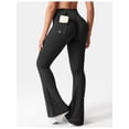 thumbnail image 2 of Flare Leggings with Pockets for Women Scrunch Workout Leggings Butt Lifting Gym Yoga Pants Work Pants Black S, 2 of 5