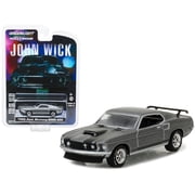 1969 Ford Mustang Boss 429 Gray Metallic with Black Stripes John Wick (2014) Movie 1/64 Diecast Model Car by Greenlight