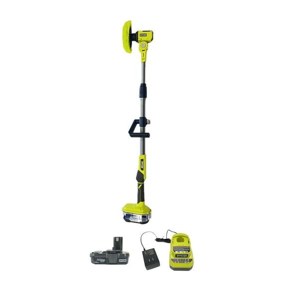 RYOBI ONE 18V P4500 Cordless Telescoping Power Scrubber Kit with Battery and Charger