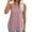 Pink, variant on Qiaocaity Summer Shirts for Women Casual Solid Color V Neck Sleeveness Tops Loose Thank Blouses Black L