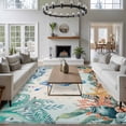 thumbnail image 3 of 8'x10' Area Rugs, Seahorse Coastal Indoor Outdoor Area Rug for Living Room Bedroom, Summer Nautical Starfish Coral Beige Washable Bathroom Rugs Kitchen Floor Carpet Mats Home Decor Aesthetic, 3 of 8