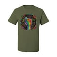 thumbnail image 2 of Wild Bobby The Power of Unity Colorful Fist Puff Print Fashion Men's Tee, Military Green, X-Large, 2 of 6