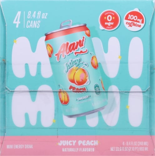 2X - Alani NU Juicy Peach Zero Sugar Mini Energy Drink Cans