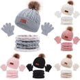 thumbnail image 2 of Gorro, bufanda, guantes para niños europeos y americanos, gorro de bebé de tres piezas con bola de otoño e invierno, 2 of 6
