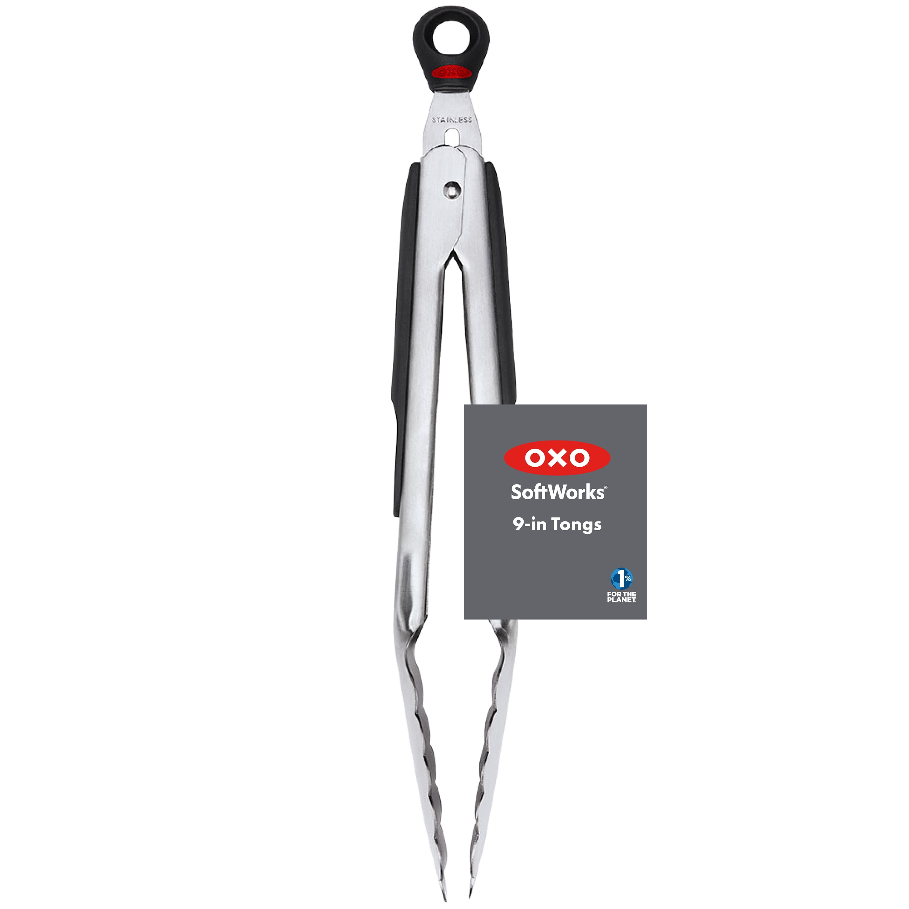 (2 pack) OXO SoftWorks Stainless Steel 9-inch Food Tongs with Locking Handle