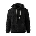 thumbnail image 6 of Mens Fuzzy Sherpa Lined Hoodie Pullover Sweatshirts Long Sleeve Winter Hooded Thermal Casual Outerwear With Pocket, 6 of 7