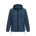 thumbnail image 7 of Sun Protection Rain Jacket for Women Lightweight Waterproof Zipper Pockets Hooded Raincoats for Outdoor Hiking Navy, XL, 7 of 7