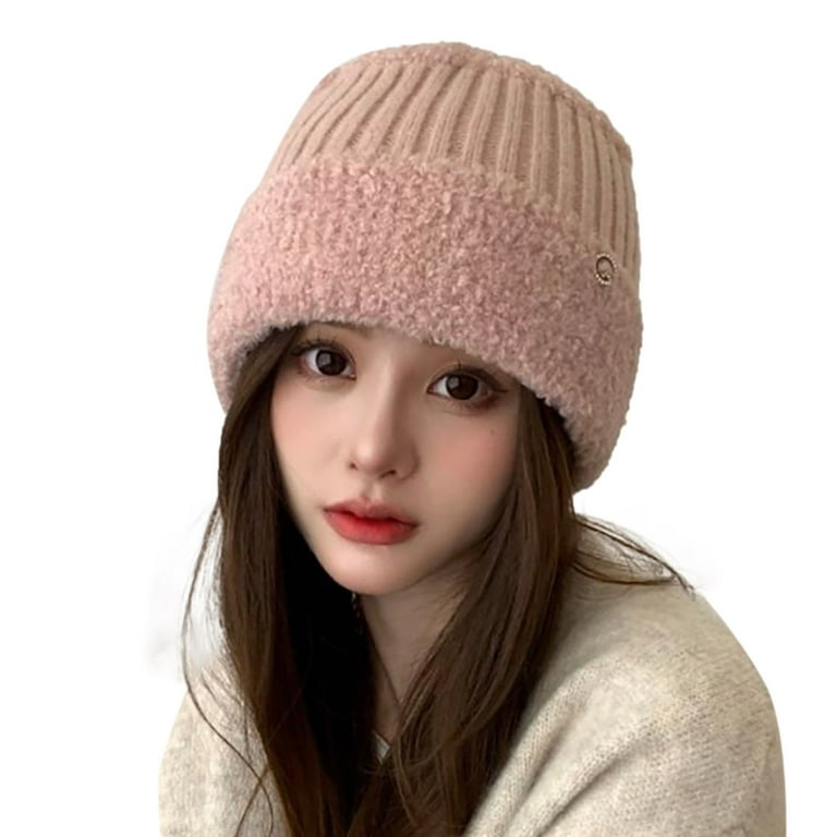 Dyfzdhu Women New Design Custom Knitted Winter Fashion Solid Hats