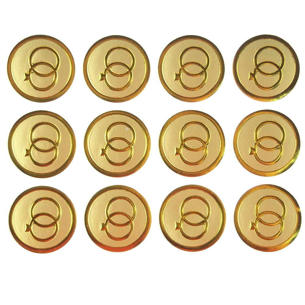 Wedding Ring Print Seal Stickers, 1Inch, 100pack, Gold