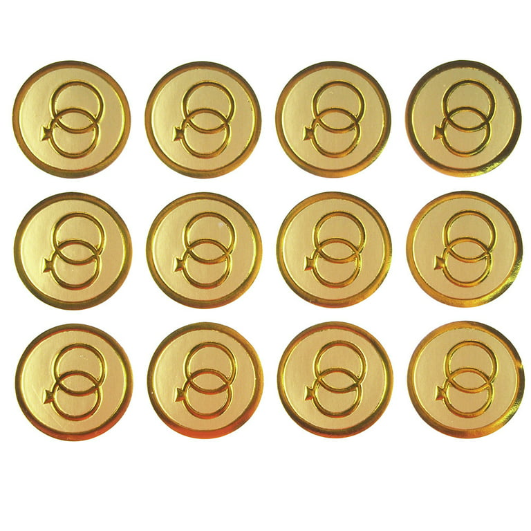 Wedding Ring Print Seal Stickers, 1-Inch, 100-pack, Gold