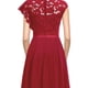 thumbnail image 5 of Vestido de noche para mujer, largo, elegante, de encaje, para cóctel, liso, largo, cuello redondo, manga media, vestido de novia con cremallera, vestido de novia, vestido de dama de honor, 5 of 5
