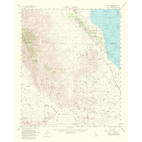 Topographical Map - Rabbit Peak California Quad - USGS 1956 - Vintage Wall Art