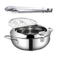 thumbnail image 1 of Ollas para freír aceite con control de temperatura, utensilios de cocina estilo japonés plata 24cm y clip, 1 of 9