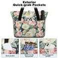 thumbnail image 2 of Tote Bag for Women - Pioneer Flower Shoulder Bag - Large Utility Work Duffle Bag with Zipper Handbag for Travel, Work, Sprots, 2 of 5