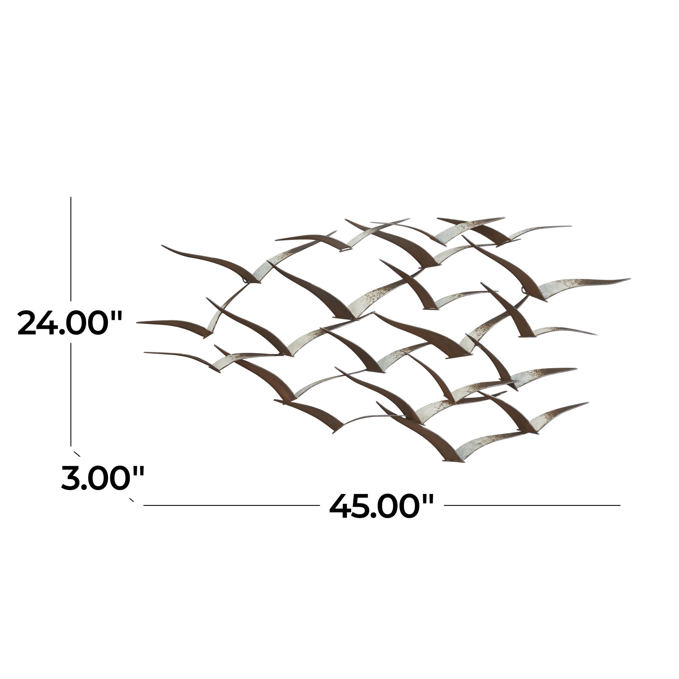 DecMode Brown Metal Flying Flock Of Bird Wall Decor