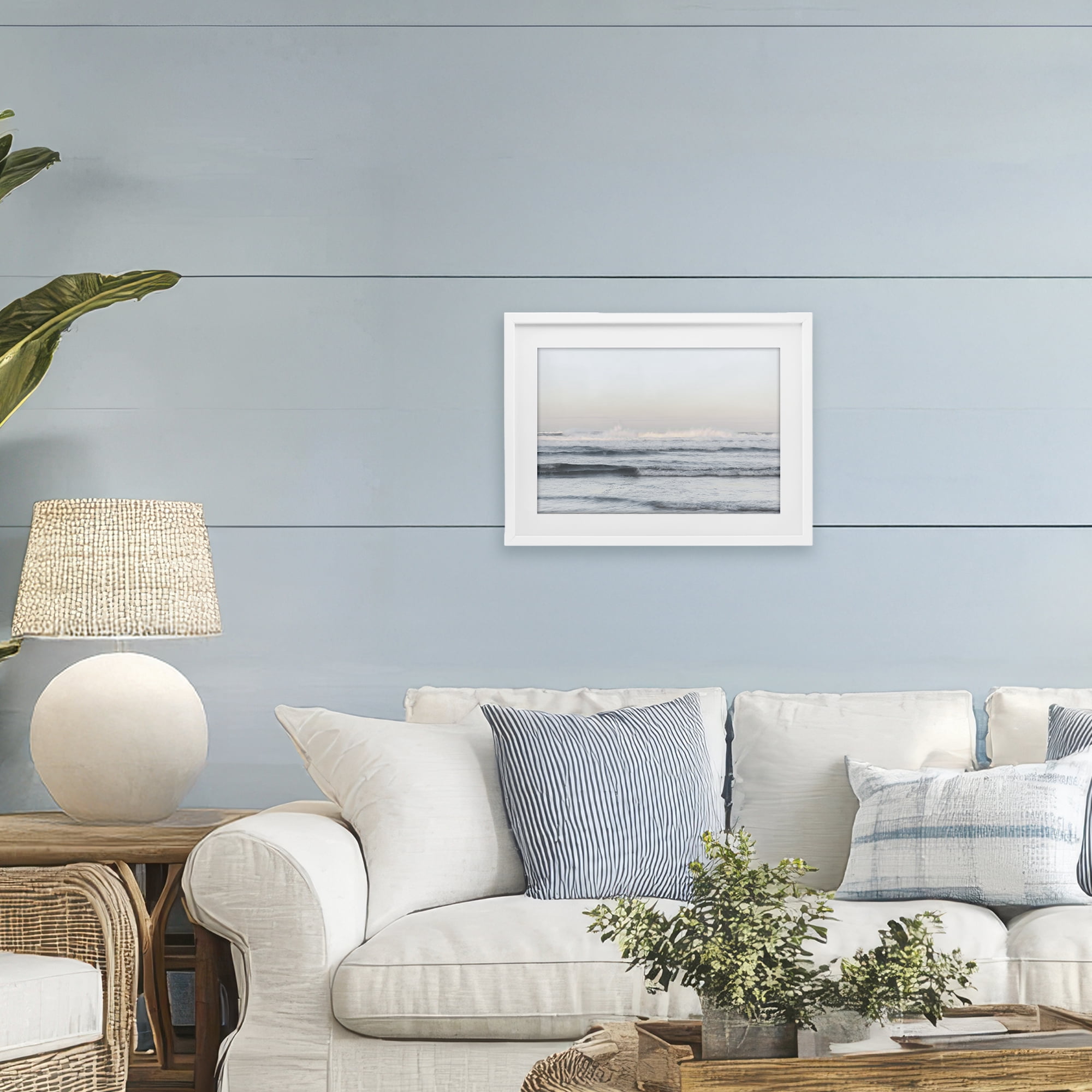 Stupell Industries Serene Ocean Waves Calmness White Framed Print Under Glass, design by Melissa McClain